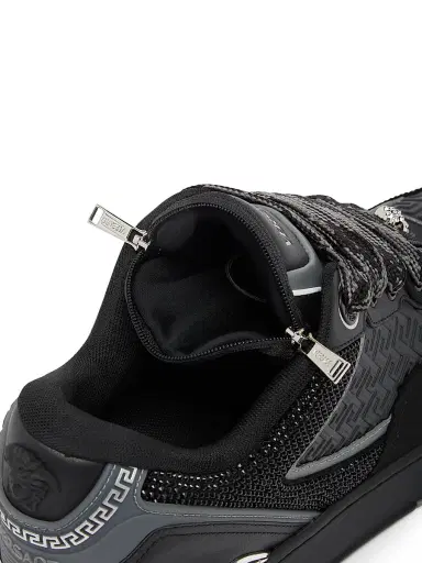 Versace Men's Leather Low-Top Sneakers - Black Palladium - Size 12 | Thumbnail 7