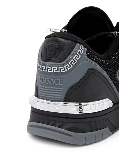 Versace Men's Leather Low-Top Sneakers - Black Palladium - Size 12 | Thumbnail 8
