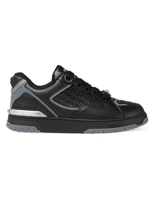 Versace Men's Leather Low-Top Sneakers - Black Palladium