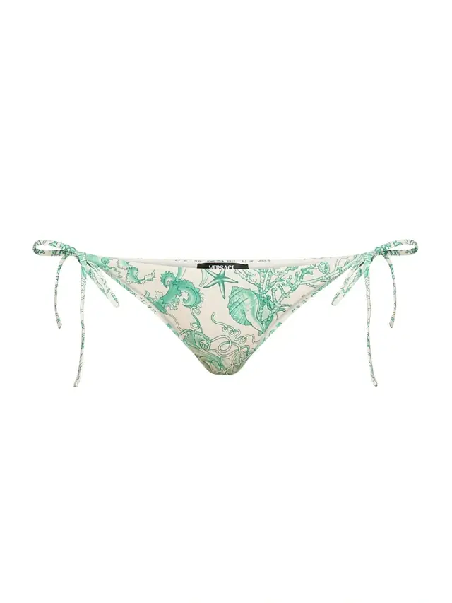 Versace Women's Underwater Barocco-Print Bikini Bottom - Eggshell Bright Blue