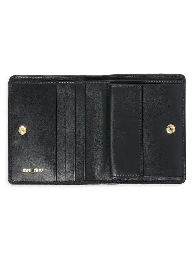 Miu Miu Women's Small Matelassé Nappa Leather Wallet - Black | Thumbnail 2