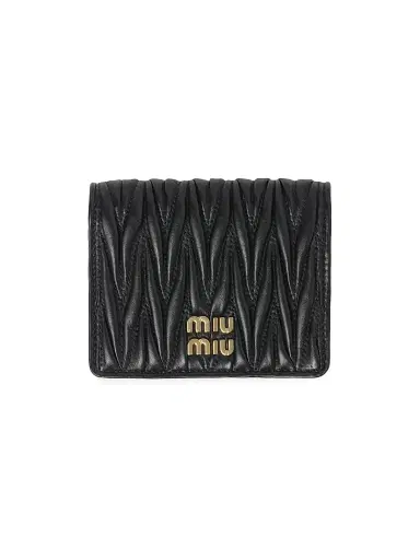 Miu Miu Women's Small Matelassé Nappa Leather Wallet - Black | Thumbnail 1