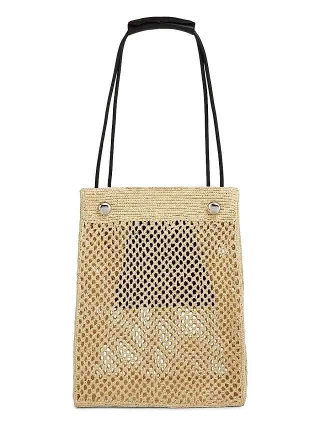 LOEWE Men's  x Paula's Ibiza Pebble Hobo Honeycomb Raffia & Leather Tote Bag - Natural