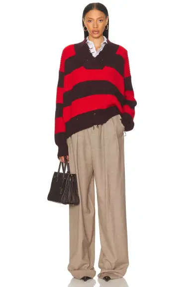 Stella McCartney Sporty Stripe V Neck Jumper | Thumbnail 4 Stella McCartney Sporty Stripe V Neck Jumper | Thumbnail 4