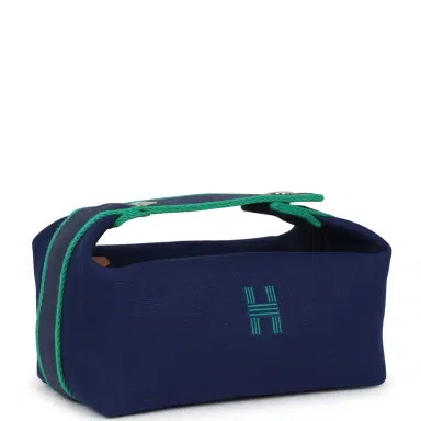 HERMÈS Hermes Bride-A-Brac Case PM Marine Canvas Palladium Hardware | Thumbnail 2