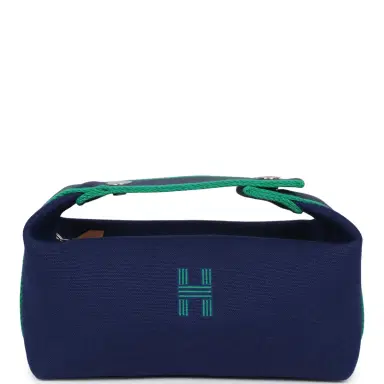 HERMÈS Hermes Bride-A-Brac Case PM Marine Canvas Palladium Hardware | Thumbnail 1