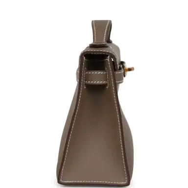 HERMÈS Hermes Kelly Pochette Etoupe Swift Gold Hardware | Thumbnail 3 HERMÈS Hermes Kelly Pochette Etoupe Swift Gold Hardware | Thumbnail 3