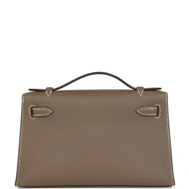 HERMÈS Hermes Kelly Pochette Etoupe Swift Gold Hardware | Thumbnail 4 HERMÈS Hermes Kelly Pochette Etoupe Swift Gold Hardware | Thumbnail 4