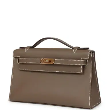 HERMÈS Hermes Kelly Pochette Etoupe Swift Gold Hardware | Thumbnail 5 HERMÈS Hermes Kelly Pochette Etoupe Swift Gold Hardware | Thumbnail 5