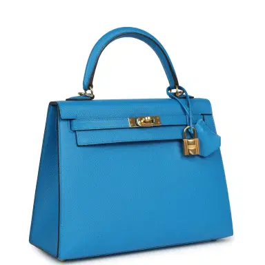 HERMÈS Pre-owned Hermes Kelly Sellier 25 Bleu Zanzibar Epsom Gold Hardware | Thumbnail 2