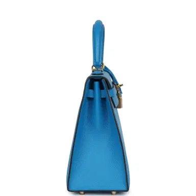 HERMÈS Pre-owned Hermes Kelly Sellier 25 Bleu Zanzibar Epsom Gold Hardware | Thumbnail 3