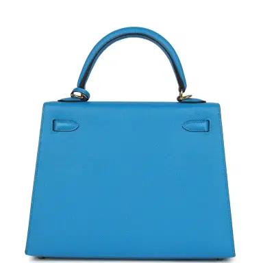 HERMÈS Pre-owned Hermes Kelly Sellier 25 Bleu Zanzibar Epsom Gold Hardware | Thumbnail 4