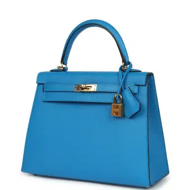HERMÈS Pre-owned Hermes Kelly Sellier 25 Bleu Zanzibar Epsom Gold Hardware | Thumbnail 5