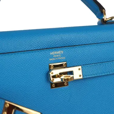 HERMÈS Pre-owned Hermes Kelly Sellier 25 Bleu Zanzibar Epsom Gold Hardware | Thumbnail 7
