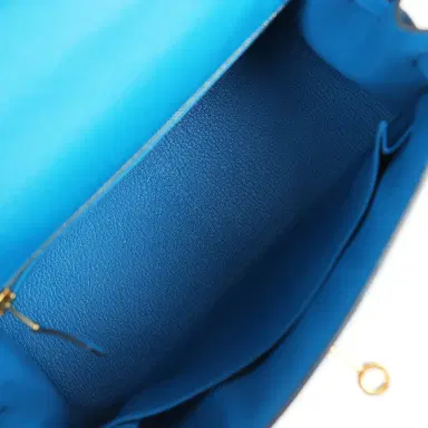 HERMÈS Pre-owned Hermes Kelly Sellier 25 Bleu Zanzibar Epsom Gold Hardware | Thumbnail 8