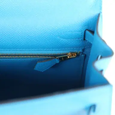 HERMÈS Pre-owned Hermes Kelly Sellier 25 Bleu Zanzibar Epsom Gold Hardware | Thumbnail 9