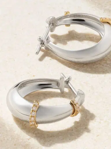 L’Atelier Nawbar Buoy Medium 18-karat White And Yellow Gold Diamond Hoop Earrings | Thumbnail 3