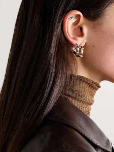 L’Atelier Nawbar Buoy Medium 18-karat White And Yellow Gold Diamond Hoop Earrings | Thumbnail 4
