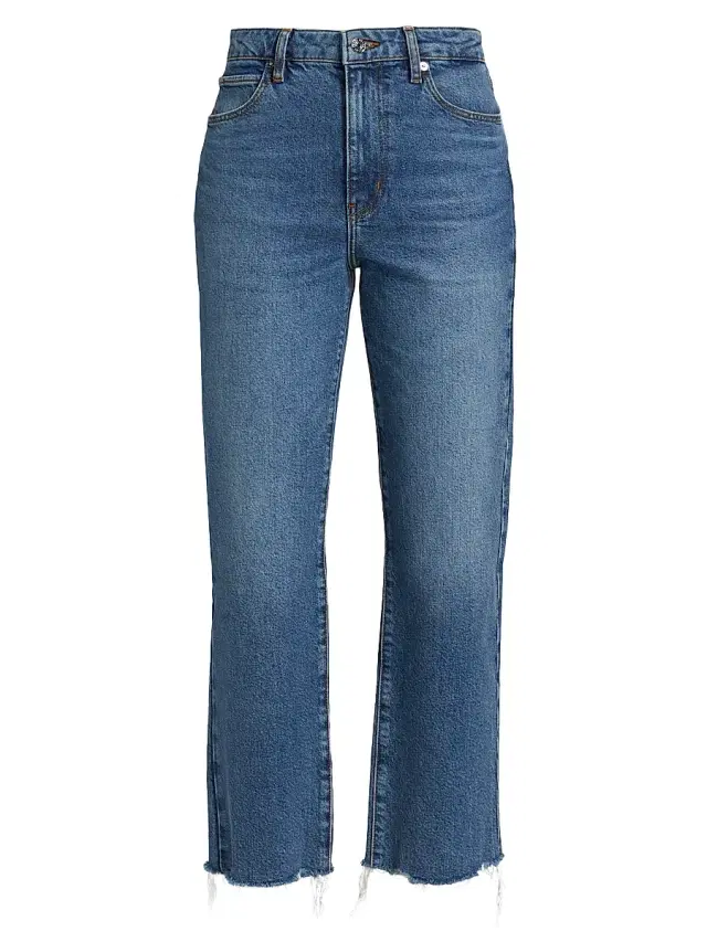 FRAME Women's The Ruler High-Rise Stretch Crop Jeans - Stash Destructed Fray