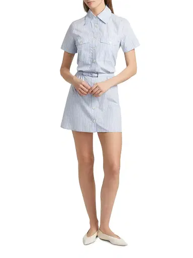 FRAME Women's The Striped Safari Dress - Oxford Blue Multi | Thumbnail 2