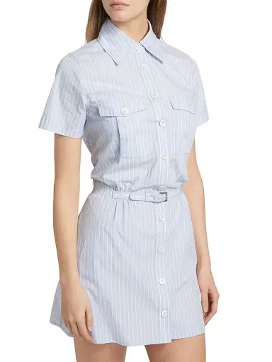 FRAME Women's The Striped Safari Dress - Oxford Blue Multi | Thumbnail 4