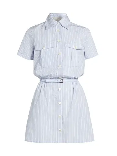FRAME Women's The Striped Safari Dress - Oxford Blue Multi | Thumbnail 1