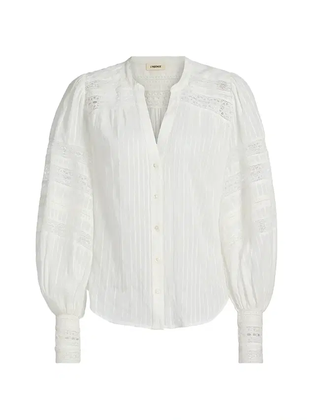 L'AGENCE Women's Kiera Trim Cotton Blouse -
