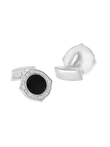 Saks Fifth Avenue Collection Men's 925 Sterling Silver, Onyx & Zircon Cufflinks | Thumbnail 3 Saks Fifth Avenue Collection Men's 925 Sterling Silver, Onyx & Zircon Cufflinks | Thumbnail 3