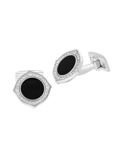Saks Fifth Avenue Collection Men's 925 Sterling Silver, Onyx & Zircon Cufflinks | Thumbnail 1 Saks Fifth Avenue Collection Men's 925 Sterling Silver, Onyx & Zircon Cufflinks | Thumbnail 1