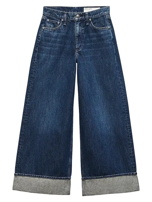 rag & bone Women's Sofie High-Rise Cuffed Wide-Leg Jeans - Dawn With Jewel