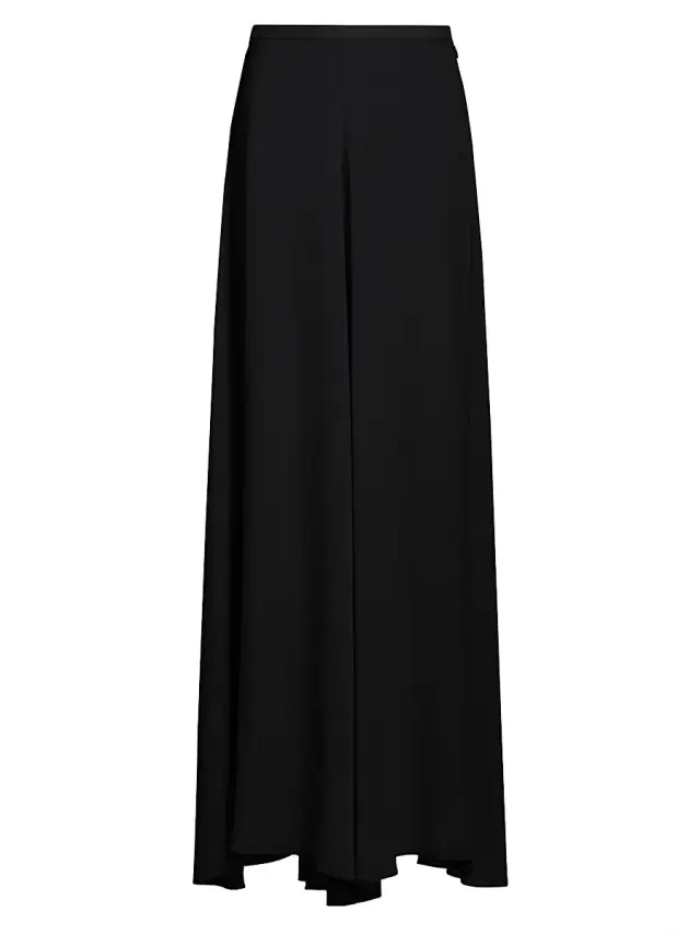 Women's Georgette Wide-Leg Pants - Black
