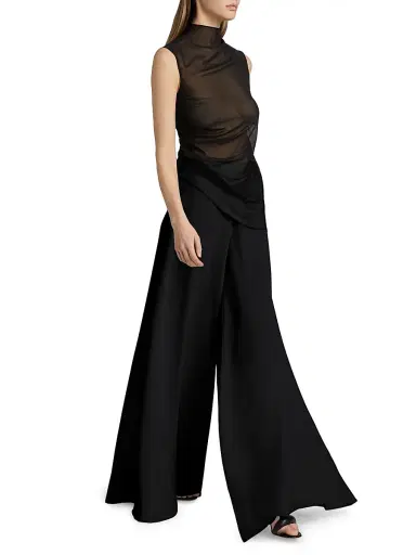 Lapointe Women's Ruched Sheer Georgette Sheer Top | Thumbnail 2 Lapointe Women's Ruched Sheer Georgette Sheer Top | Thumbnail 2