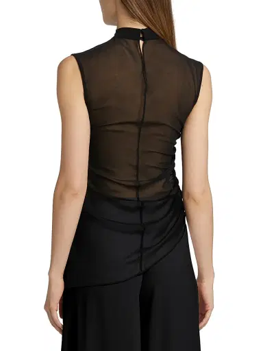 Lapointe Women's Ruched Sheer Georgette Sheer Top | Thumbnail 5 Lapointe Women's Ruched Sheer Georgette Sheer Top | Thumbnail 5