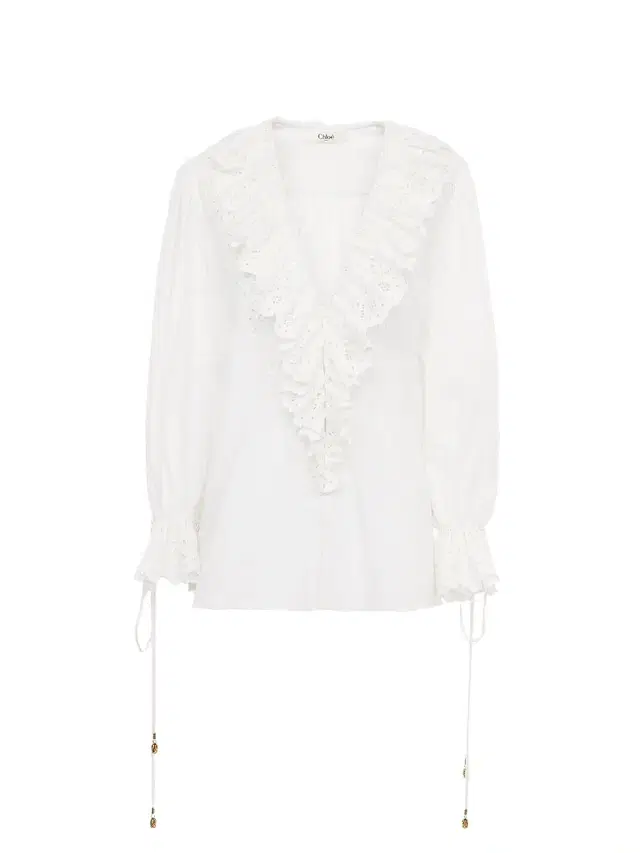 Chloé Women's Ruffle Eyelet Blouse - Iconic Milk