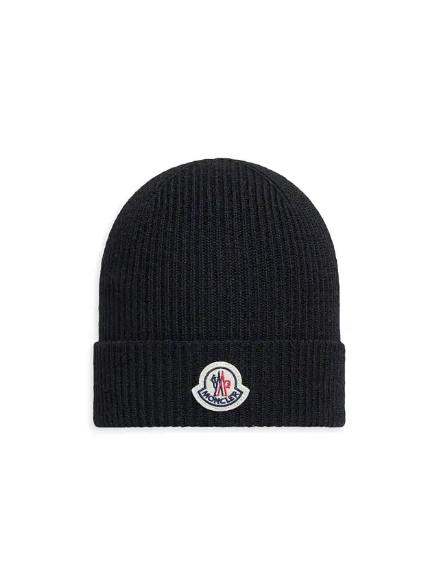 Moncler Men's Beanie Hat in Wool - Black