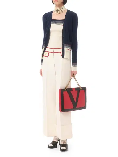 Valentino Garavani Women's Wool Top - Birch Navy - Size Medium | Thumbnail 2 Valentino Garavani Women's Wool Top - Birch Navy - Size Medium | Thumbnail 2