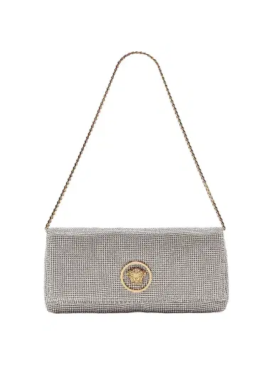 Versace Women's Medusa Metallic Convertible Clutch - Crystal Gold | Thumbnail 1 Versace Women's Medusa Metallic Convertible Clutch - Crystal Gold | Thumbnail 1