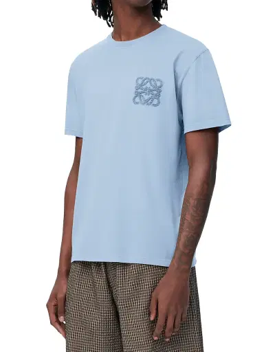 Loewe Men's x Paula's Ibiza Flocked Logo Relaxed T-Shirt - Sky Blue - Size XL | Thumbnail 3