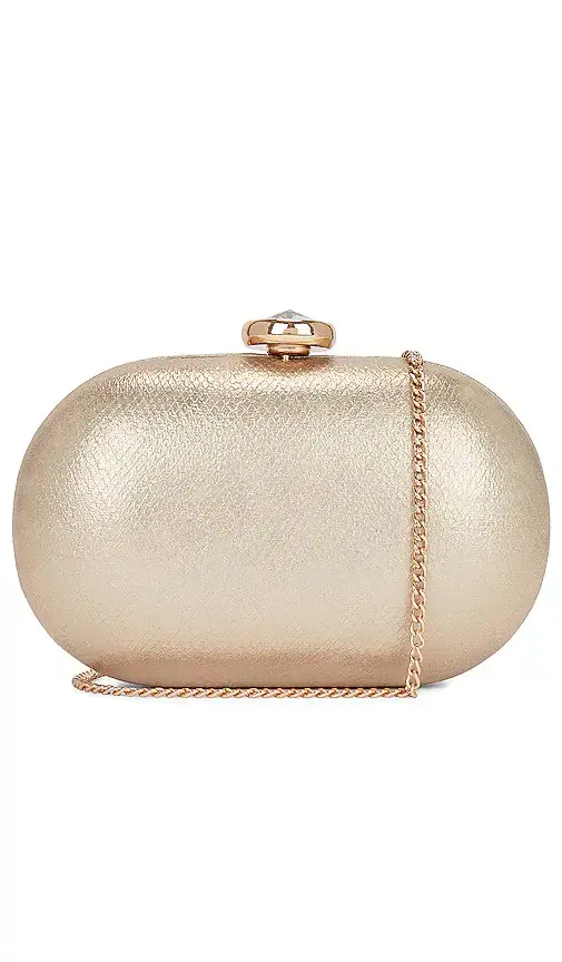 olga berg Marta Metallic Clutch