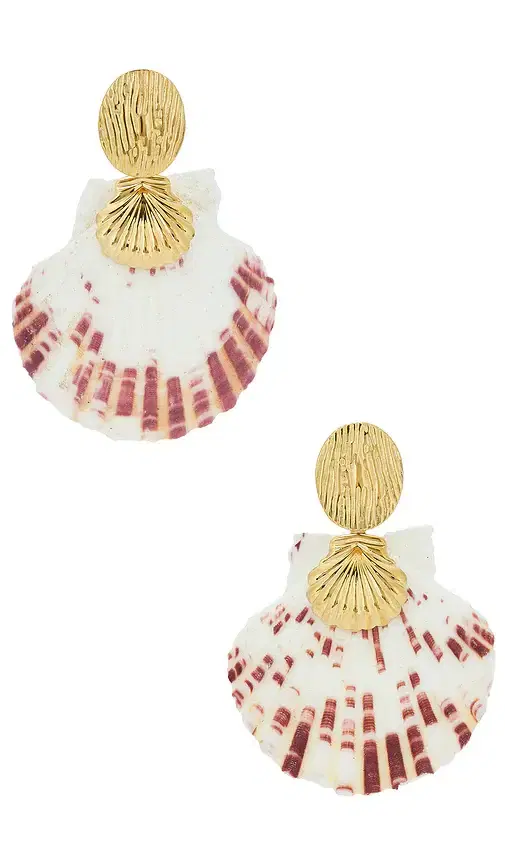 petit moments Embellished Shell Earrings