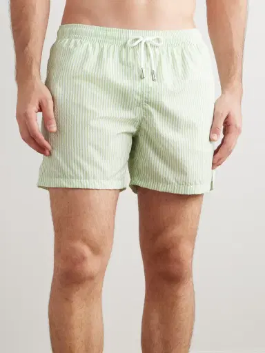 Thom Sweeney Straight-Leg Mid-Length Striped Swim Shorts - Men | Thumbnail 2 Thom Sweeney Straight-Leg Mid-Length Striped Swim Shorts - Men | Thumbnail 2