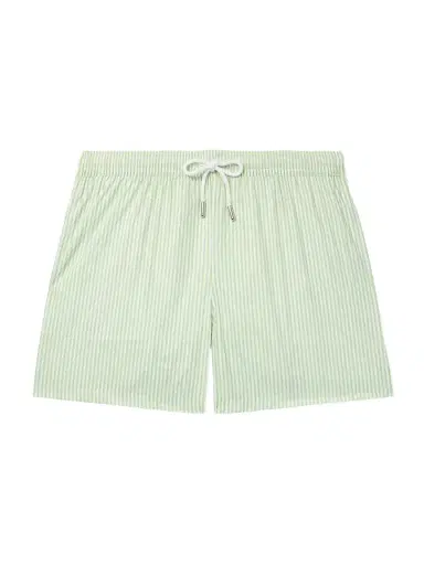 Thom Sweeney Straight-Leg Mid-Length Striped Swim Shorts - Men | Thumbnail 1 Thom Sweeney Straight-Leg Mid-Length Striped Swim Shorts - Men | Thumbnail 1