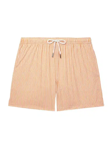 Thom Sweeney Straight-Leg Mid-Length Striped Swim Shorts - Men | Thumbnail 1 Thom Sweeney Straight-Leg Mid-Length Striped Swim Shorts - Men | Thumbnail 1