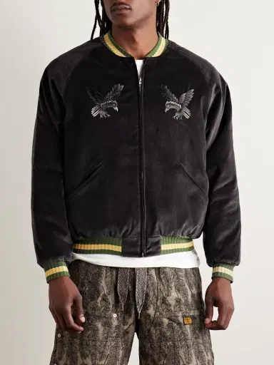 KAPITAL Souvenir Padded Embroidered Cotton-Velvet Bomber Jacket - Men | Thumbnail 3