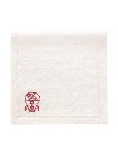 Brunello Cucinelli Logo-Embroidered Knitted Silk Pocket Square - Men | Thumbnail 1 Brunello Cucinelli Logo-Embroidered Knitted Silk Pocket Square - Men | Thumbnail 1