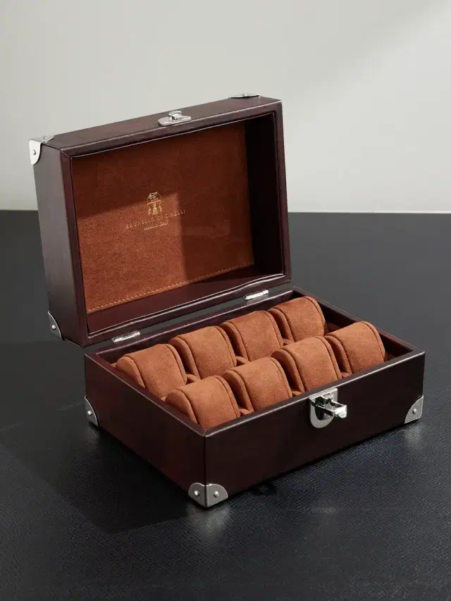 Brunello Cucinelli Full-Grain Leather Eight-Piece Watch Box - Men
