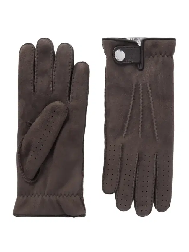 Leather-Trimmed Suede Gloves - Men