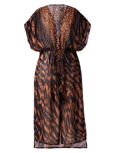 Miraclesuit Swim Women's Raya De Safari Cover-Up Duster - Black Brown - Size Large | Thumbnail 1 Miraclesuit Swim Women's Raya De Safari Cover-Up Duster - Black Brown - Size Large | Thumbnail 1
