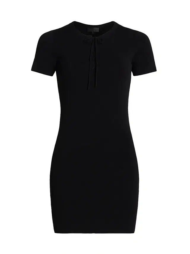 Nili Lotan Women's Palma Lace-Up Mini Sweaterdress - Black