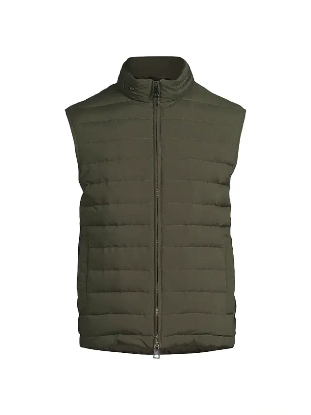 Sartorio Napoli Men's Stand Collar Puffer Vest - Greenfinch